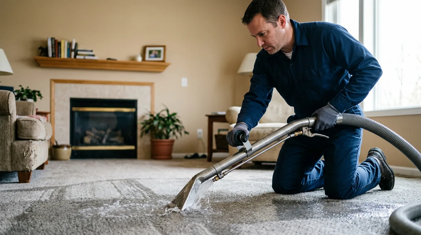 Water damage restoration technician working near Jamesville, VA